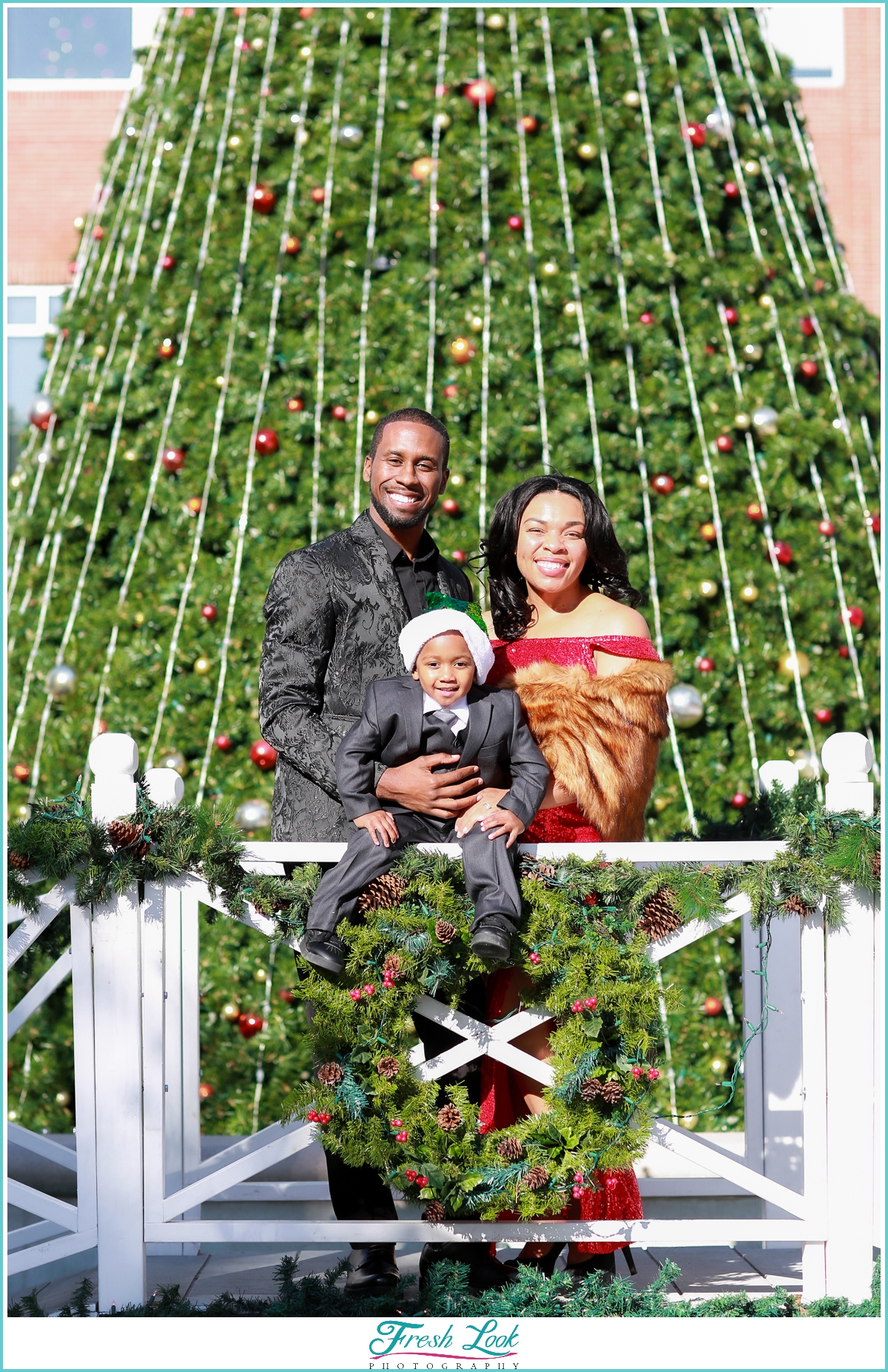 classy holiday photoshoot in Town Center Virginia Beach