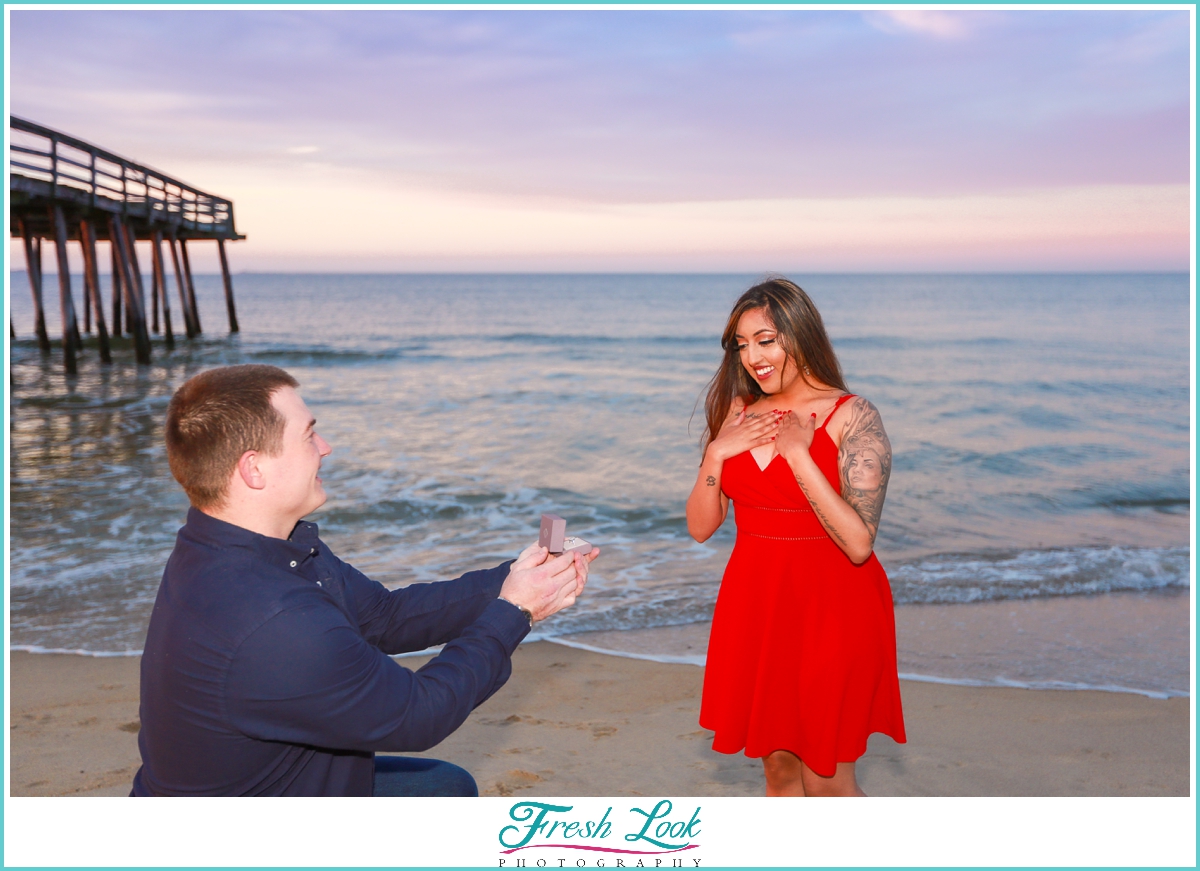 sunset proposal at the beach