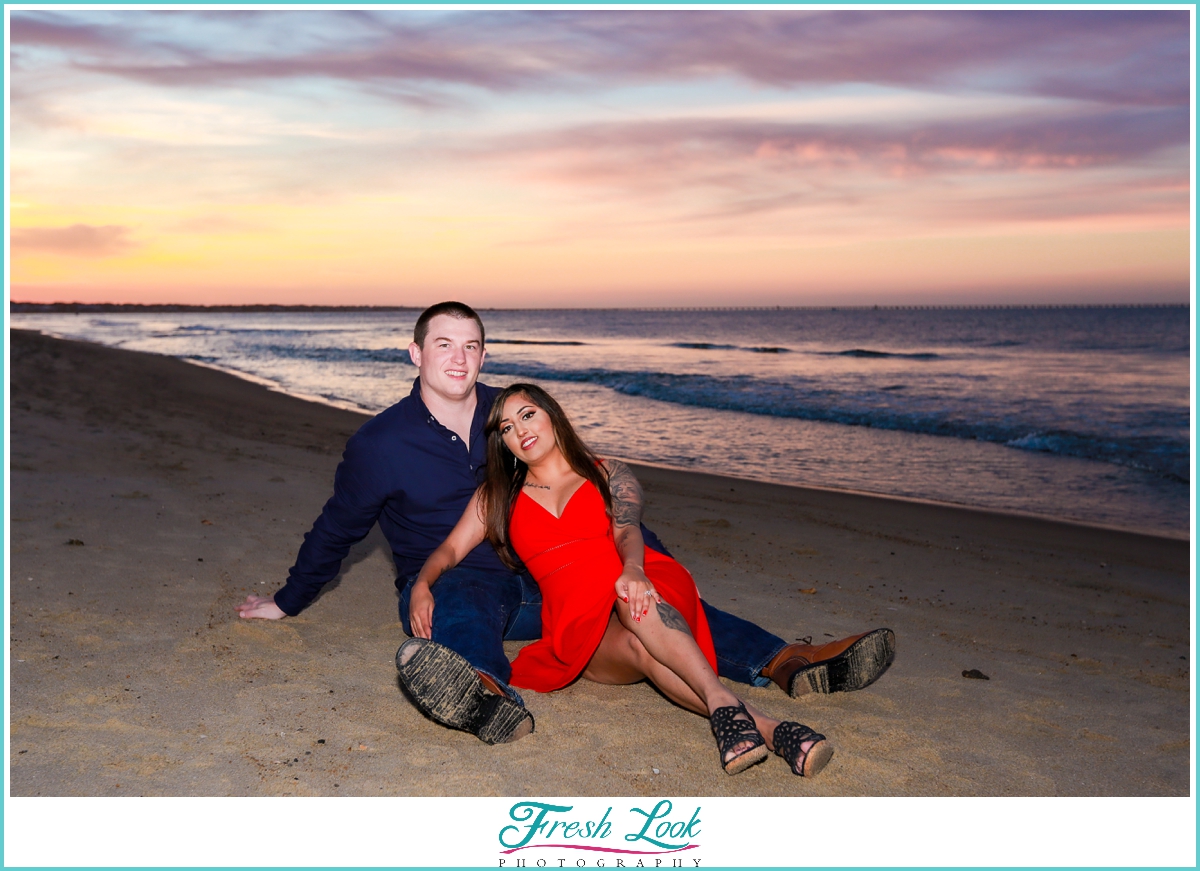 classy sunset engagement photoshoot