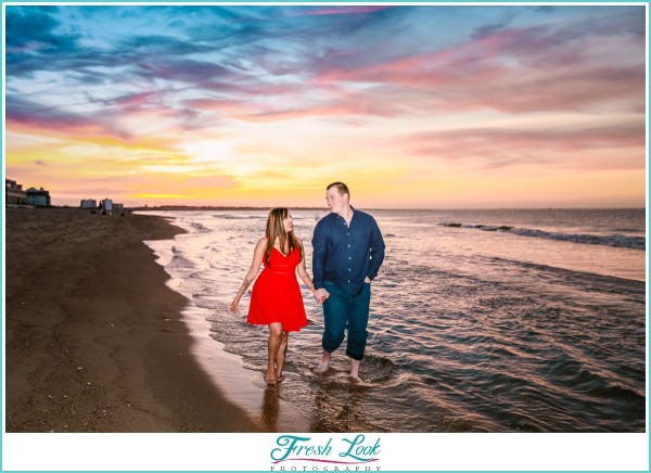Virginia Beach sunset engagement photos