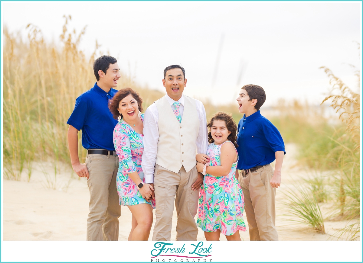 fun family photoshoot on the beach