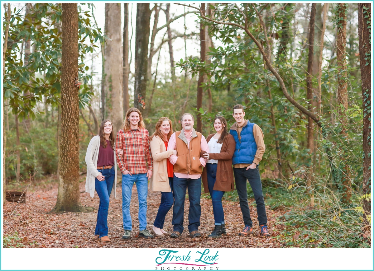 Fun family photos in the woods