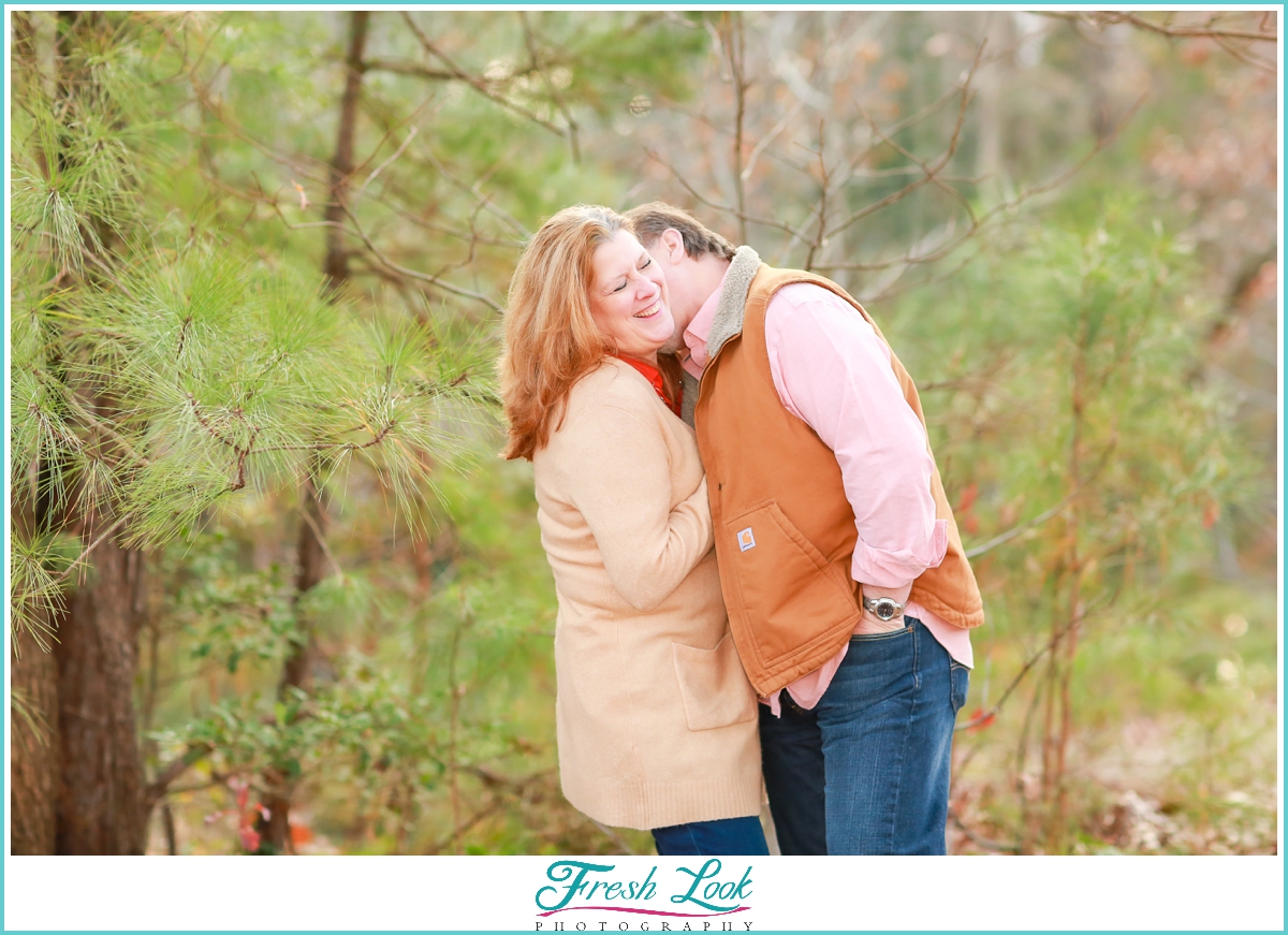 fun couples photos in the woods