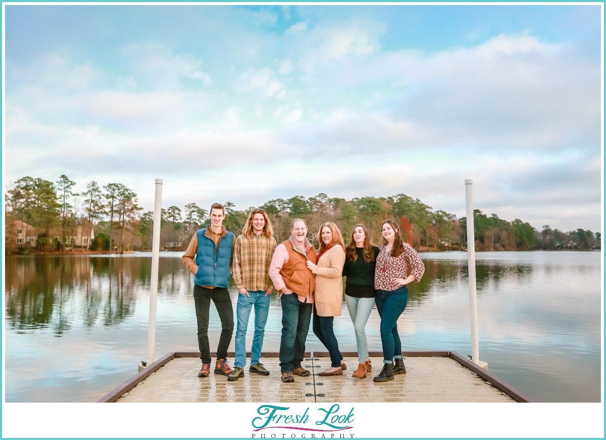 family photos on the dock