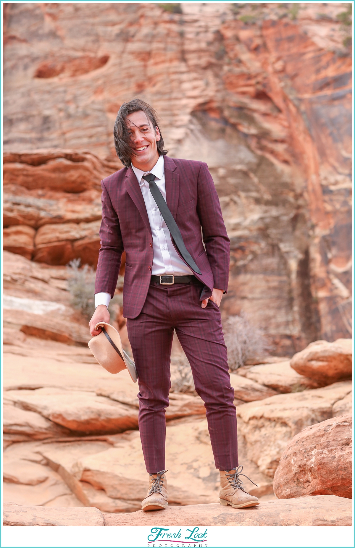 handsome groom at Zion national park