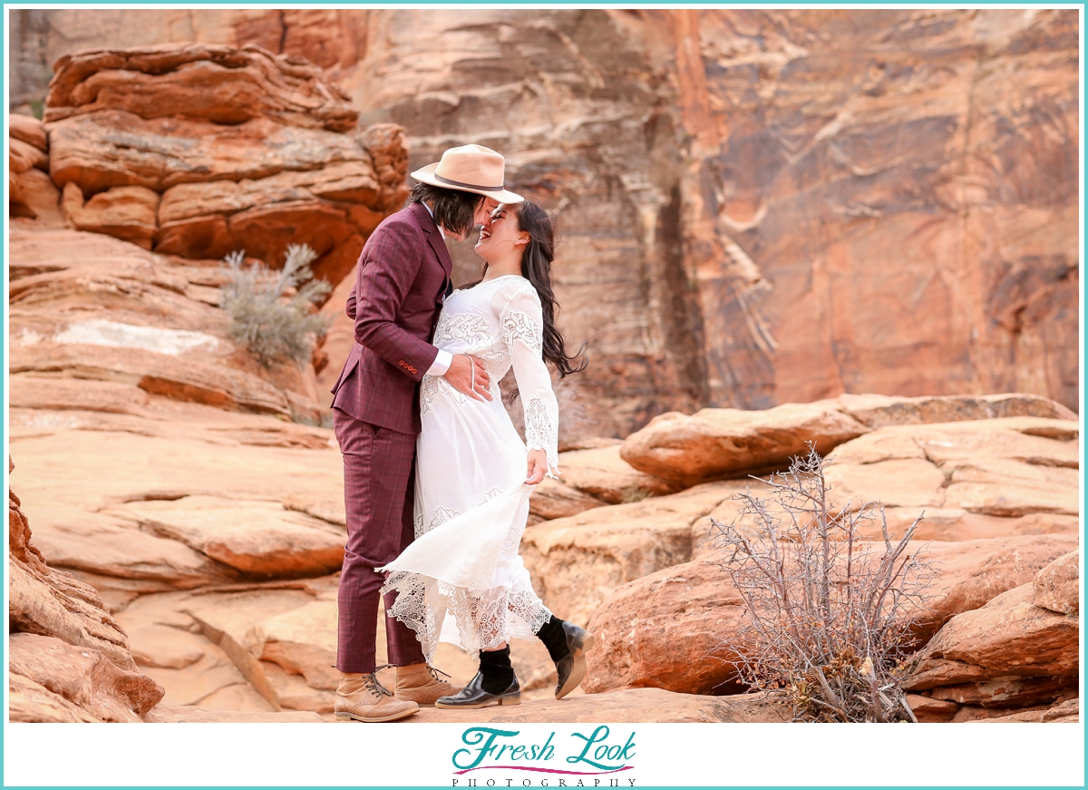 Zion mountain elopement photos