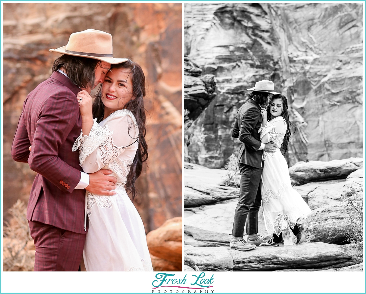 romantic Zion national park elopement