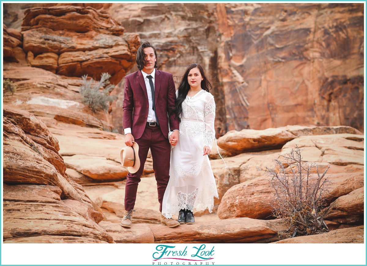 Zion mountain top elopement photos