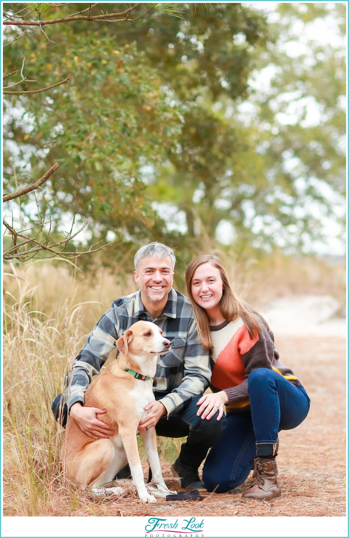 engagement photos with the puppy