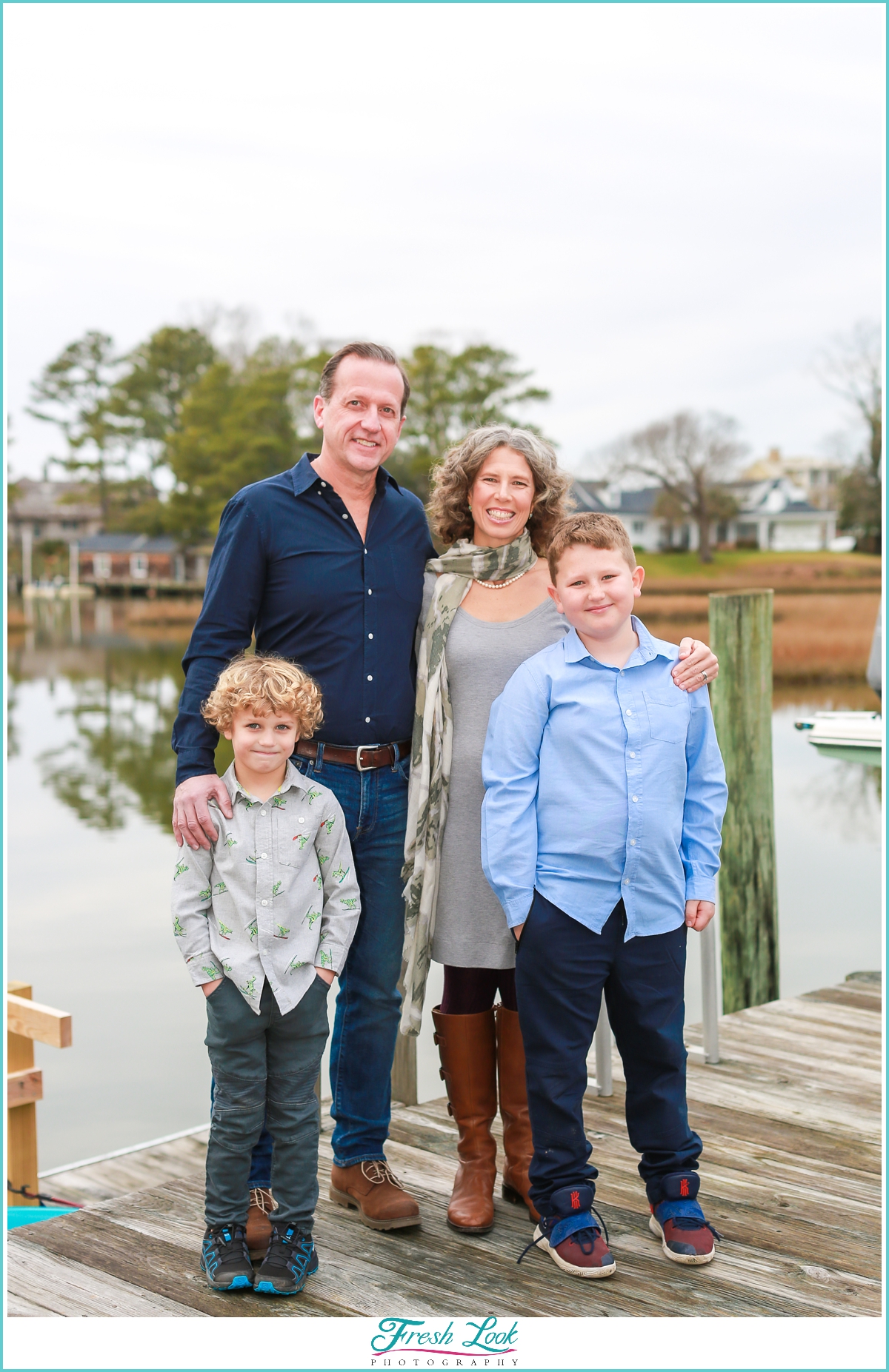 family photos on the dock