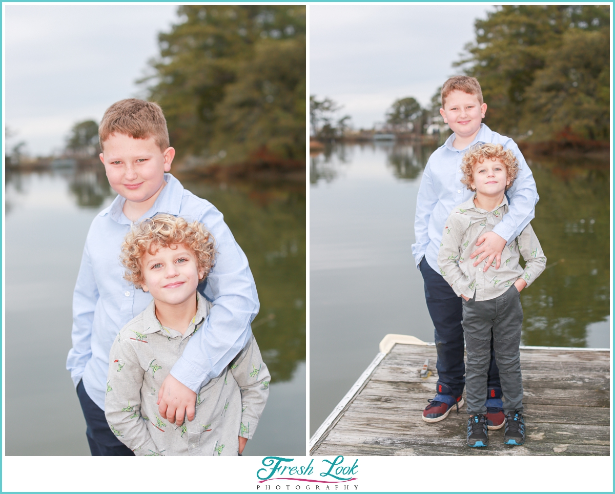 brothers photoshoot on the water