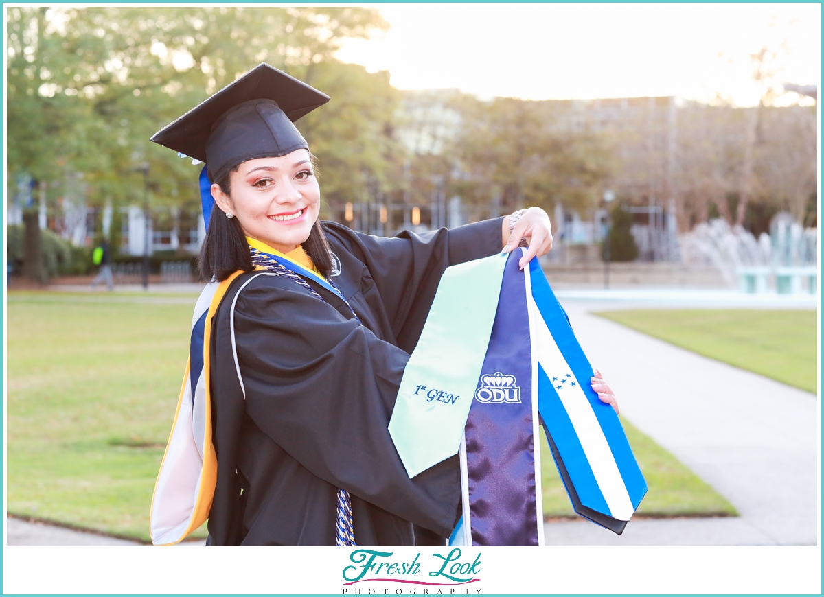 College sash and gown