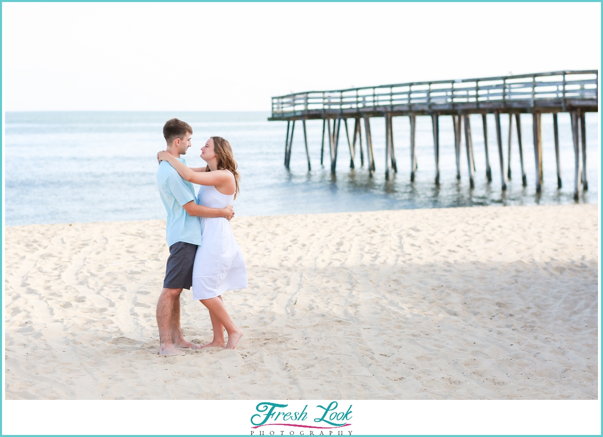 romantic beach engagement photos