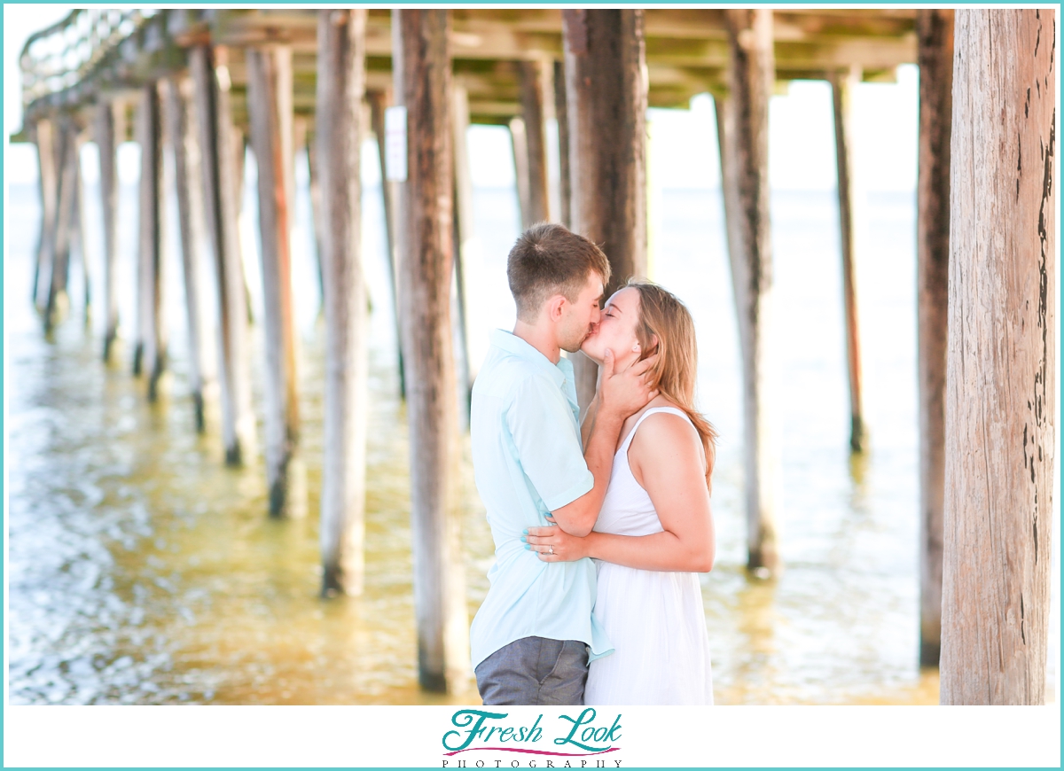 romantic kiss on the beach