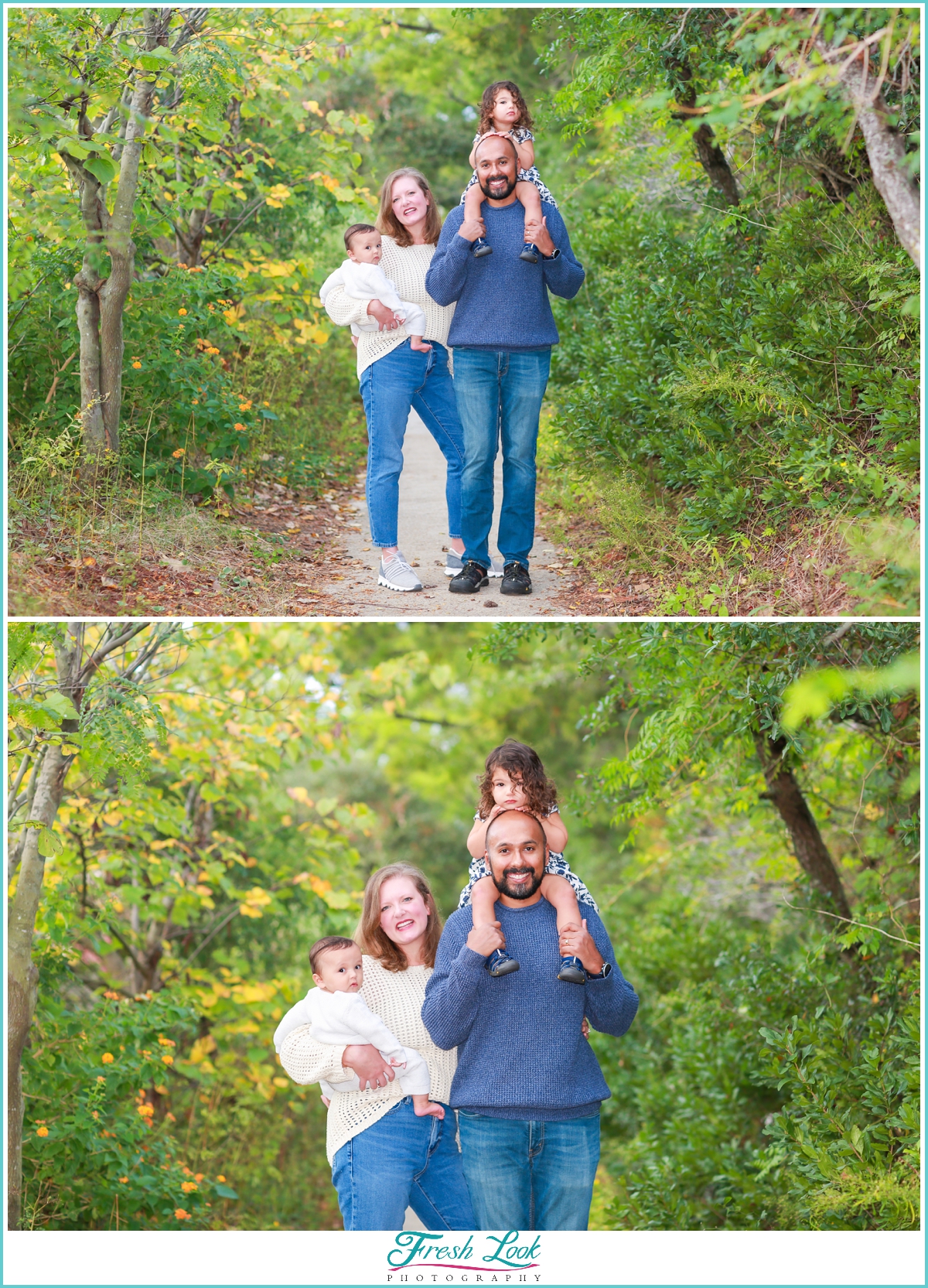 Family photoshoot in the woods