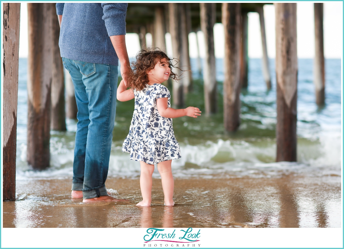 playing in the water with dad