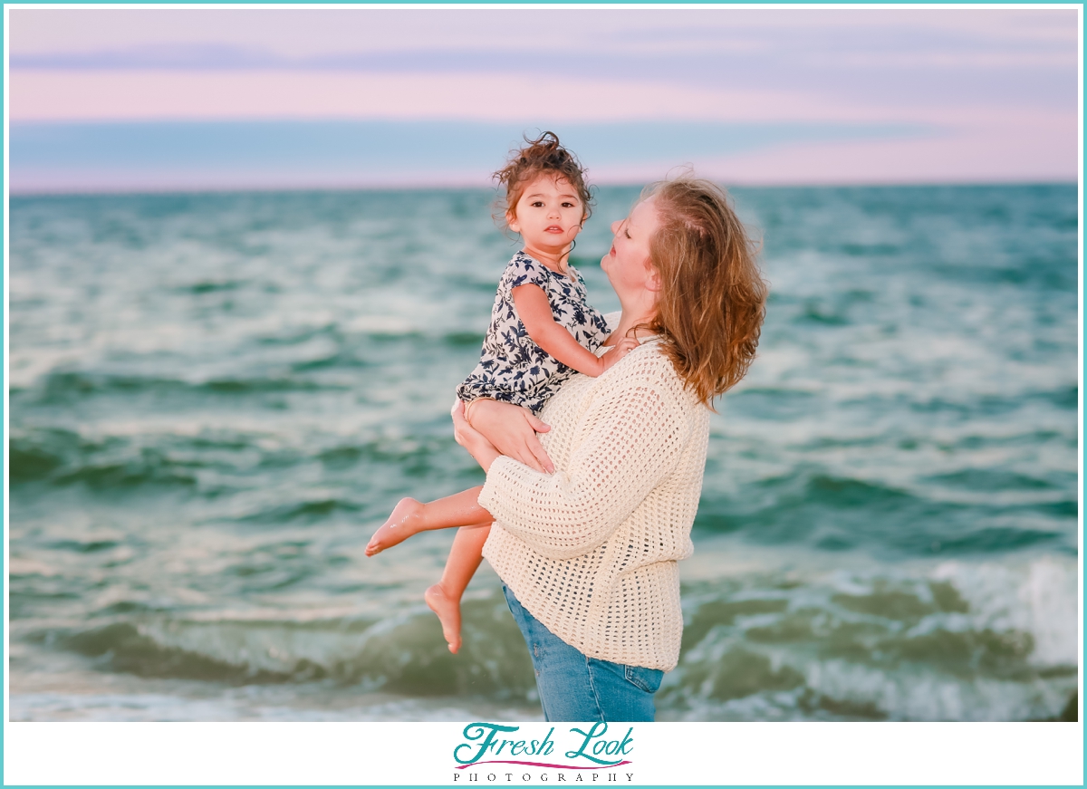 mother and daughter beach photoshoot