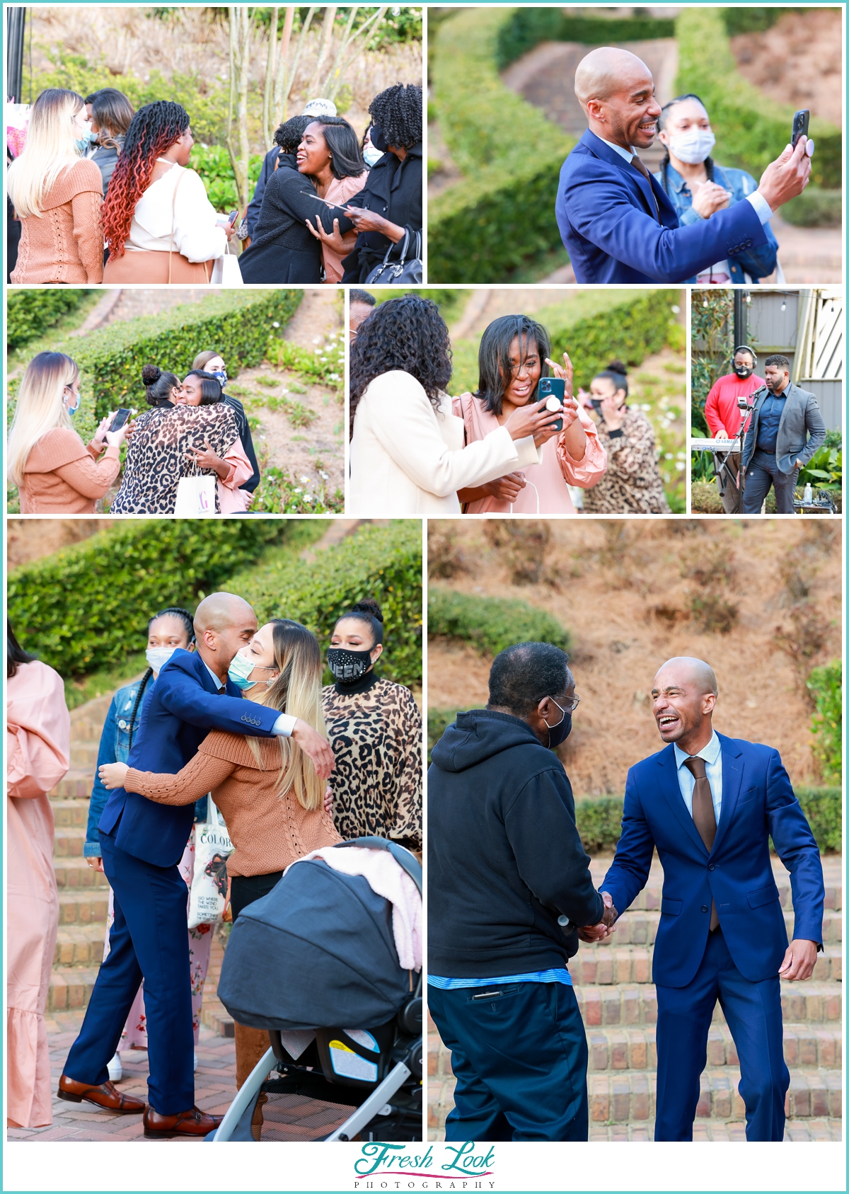 friends and family at surprise proposal