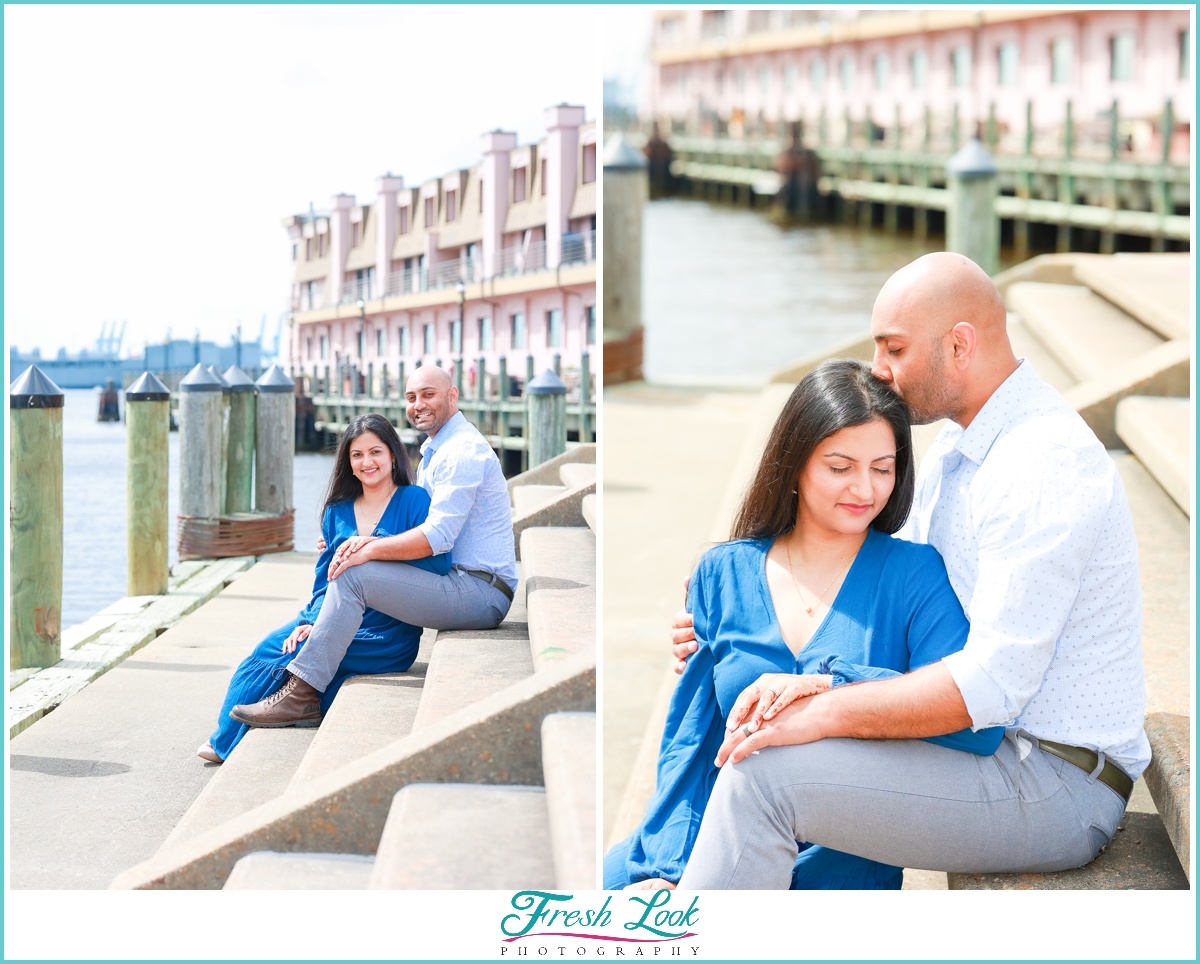 engagement photoshoot on the water