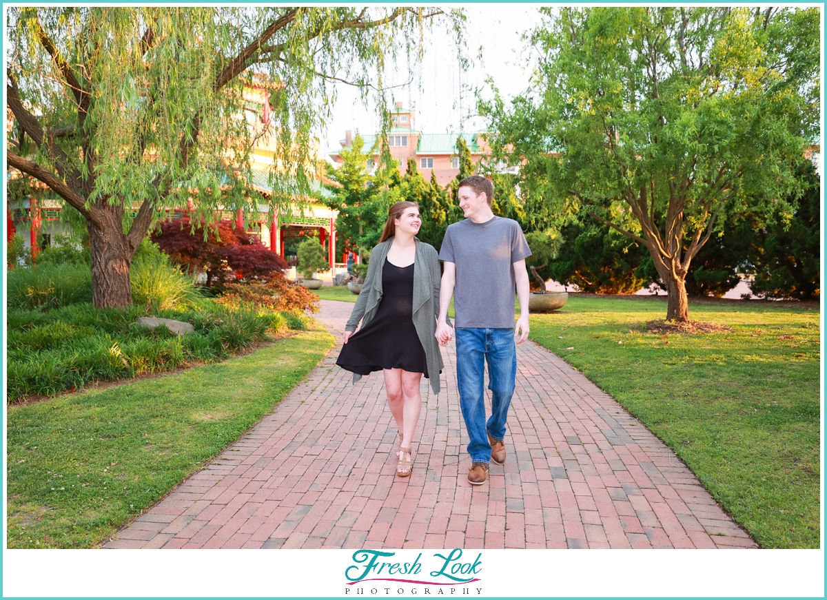 walking together in Downtown Norfolk