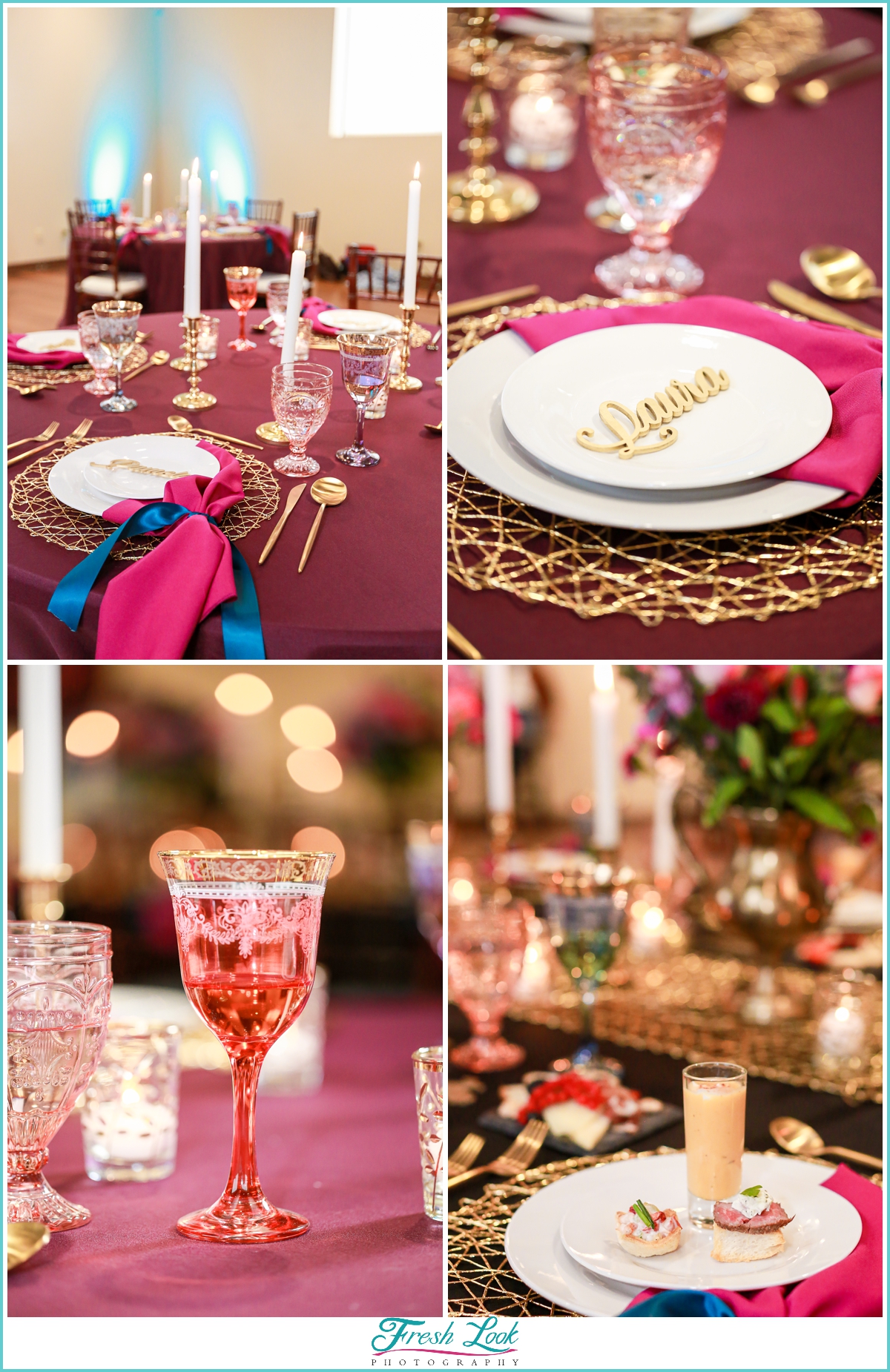 jewel toned wedding reception decor