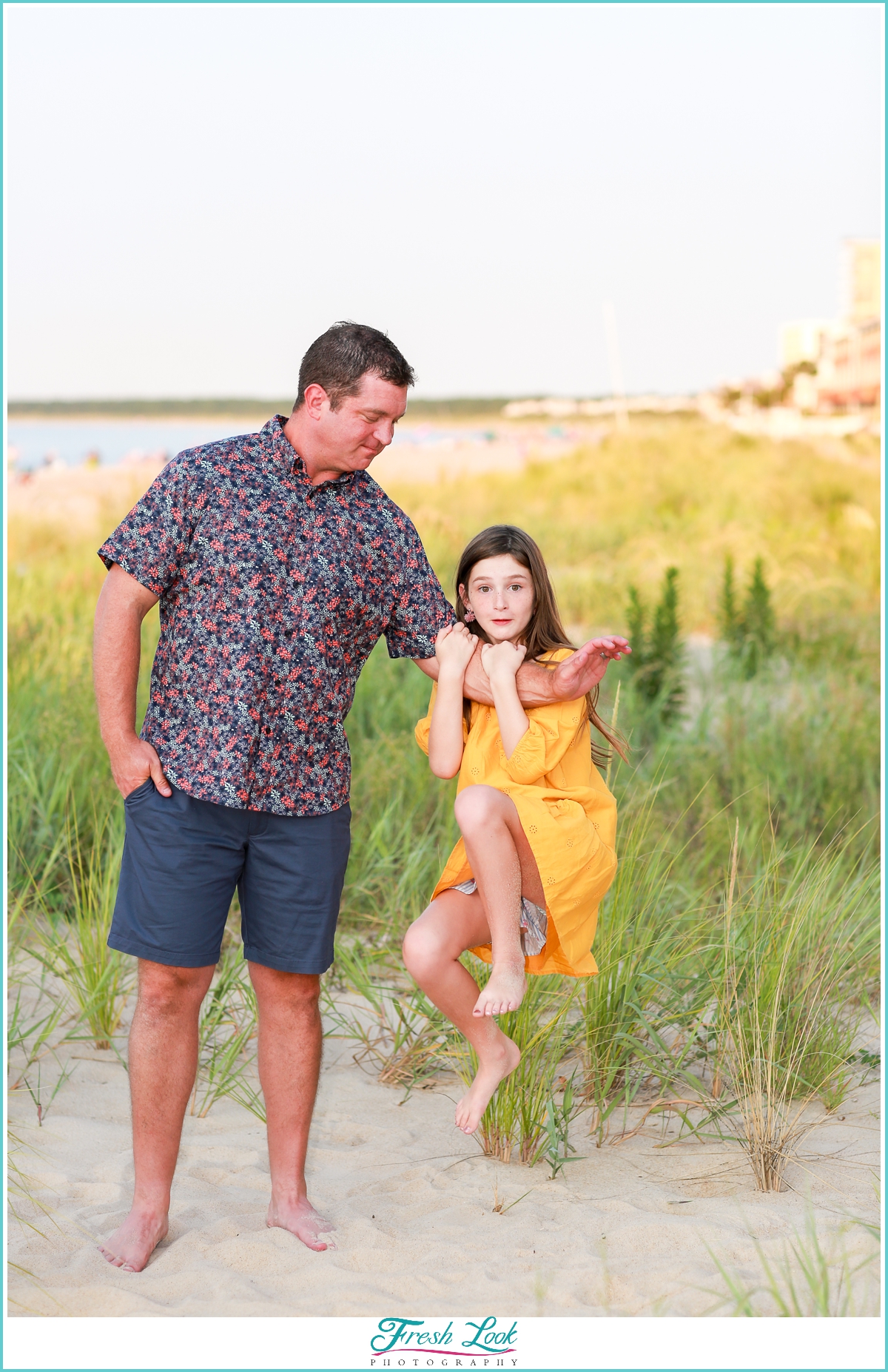 fun beach family photos with dad