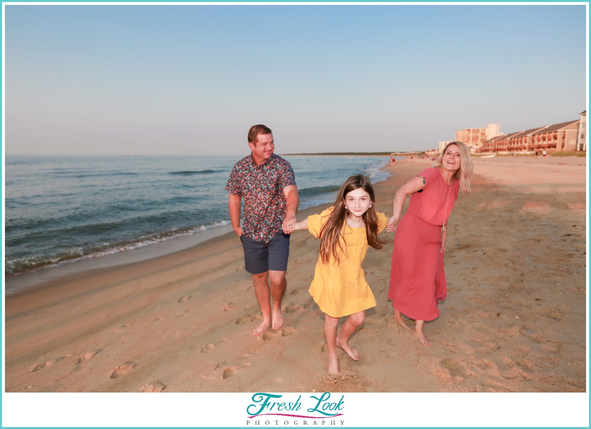 walking together on the beach