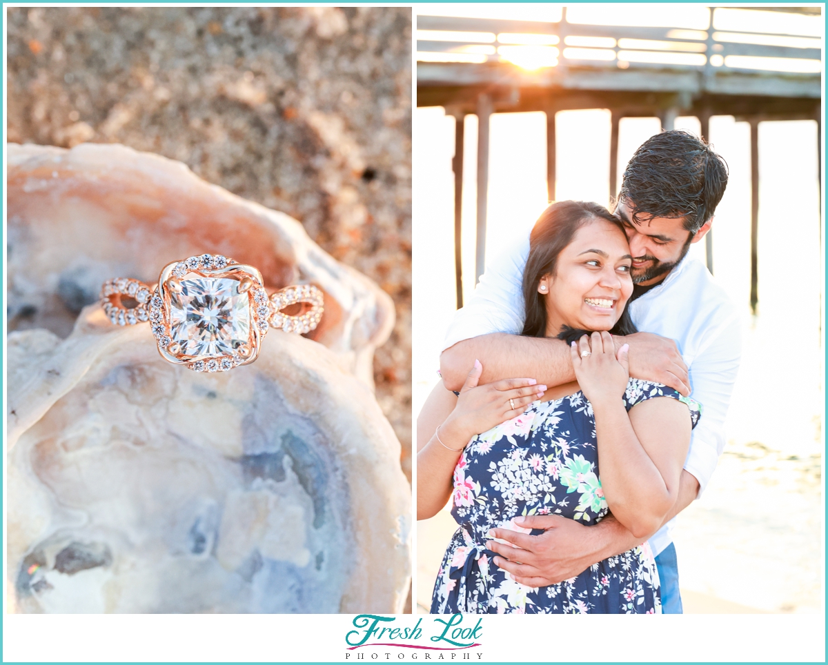 romantic beach engagement photos