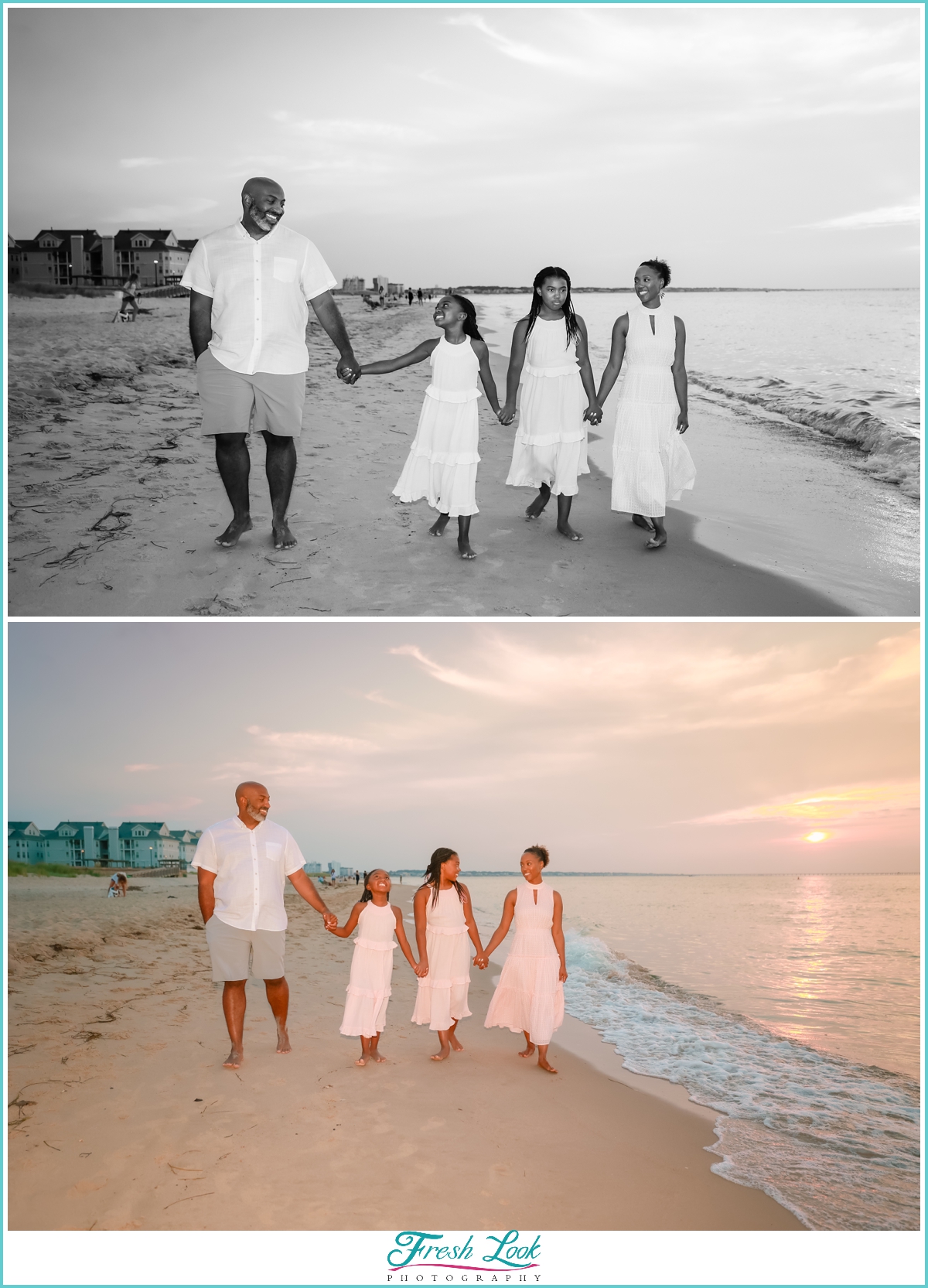 sunset beach family photoshoot