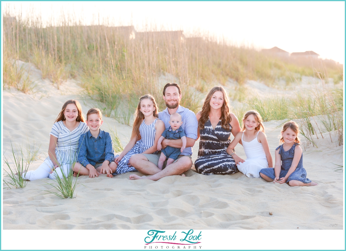 family photos on the beach