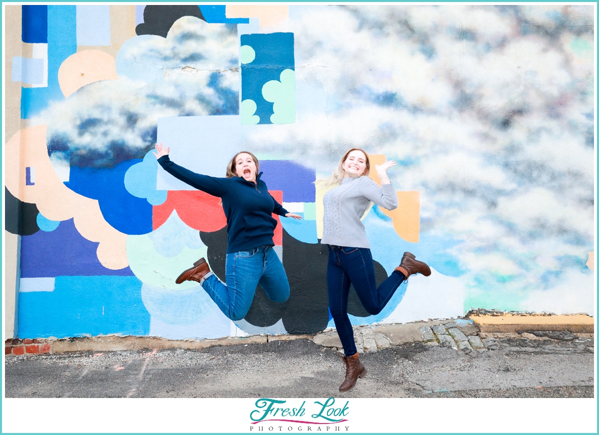 jump for joy engagement photos
