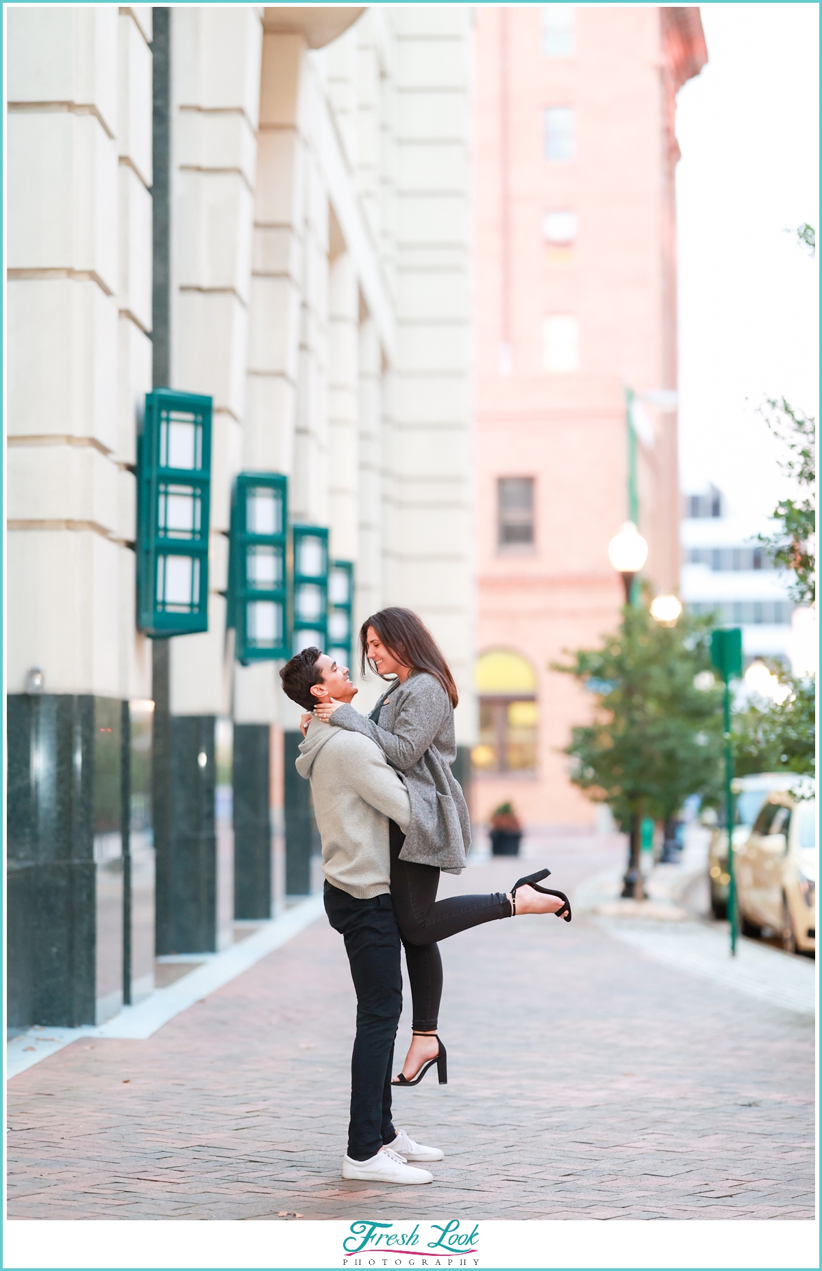 Norfolk cityscape engagement photoshoot