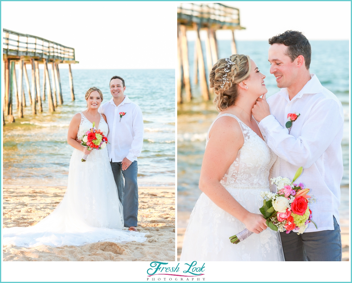 bride and groom beach portraits