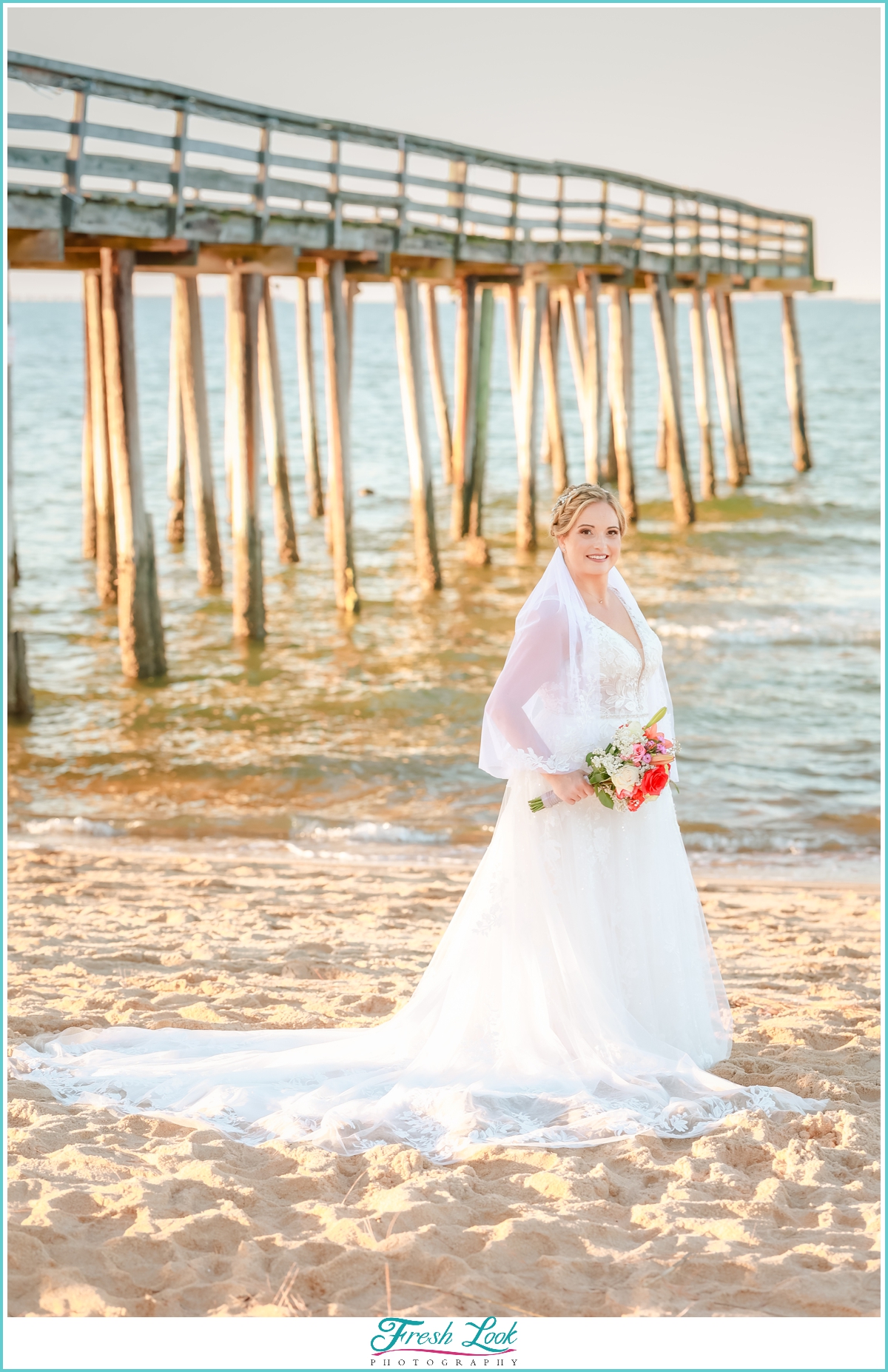 bridal portraits on the beach