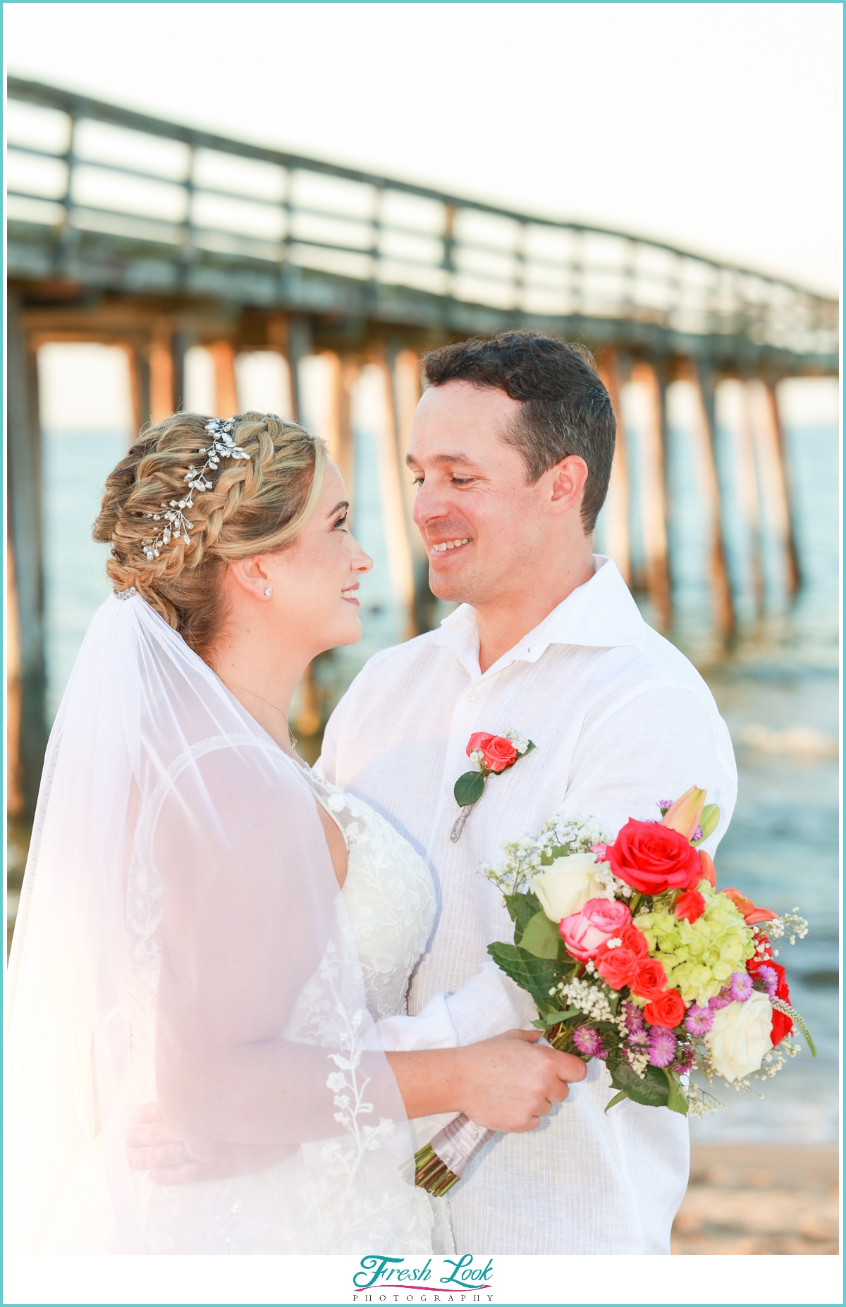 bride and groom beach photos