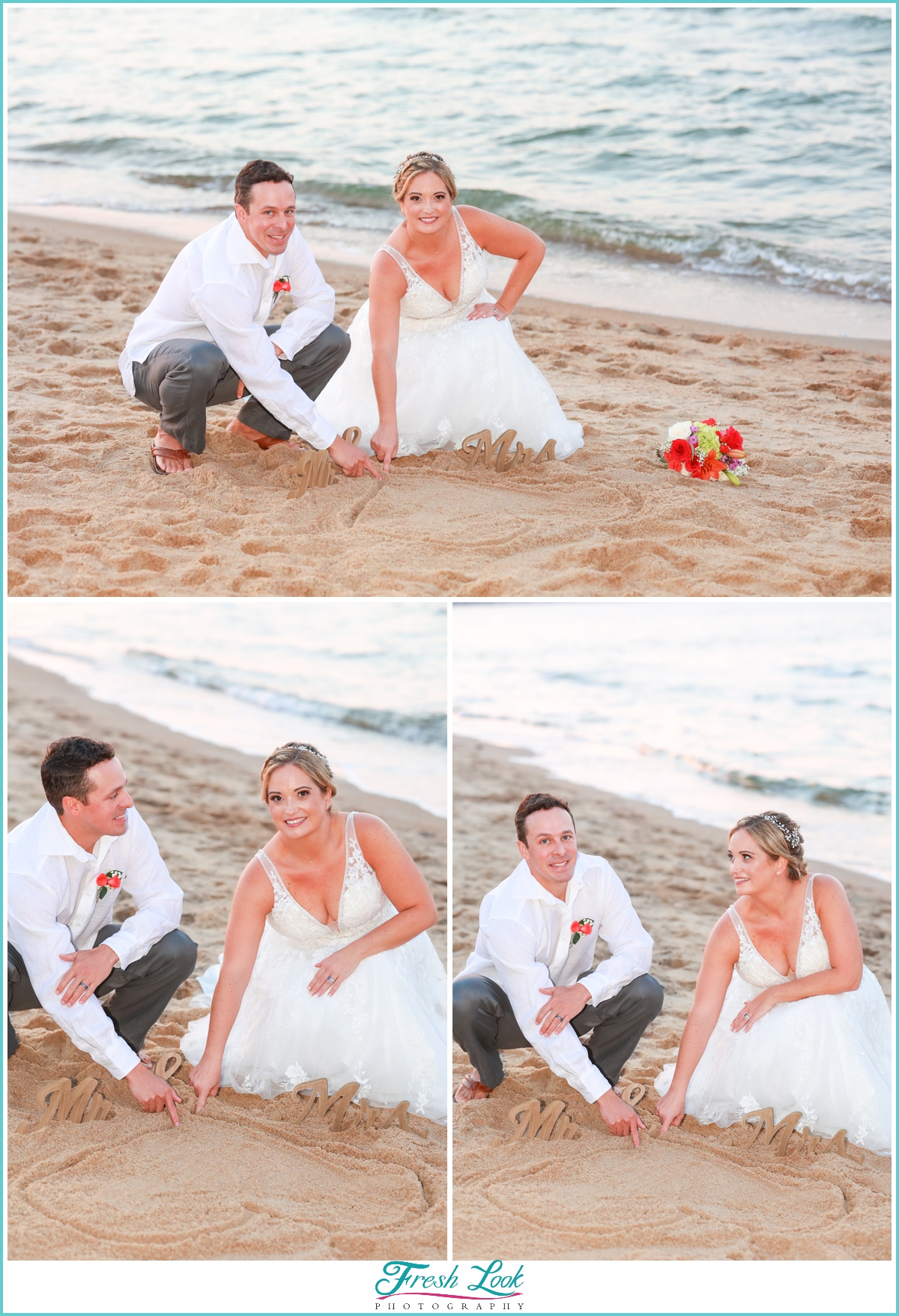 Mr and Mrs in the sand photo ideas