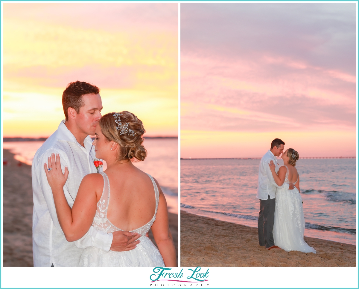 sunset wedding photos on the beach