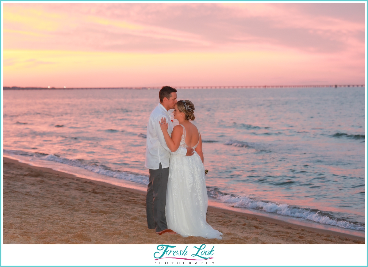 sunset beach wedding photos