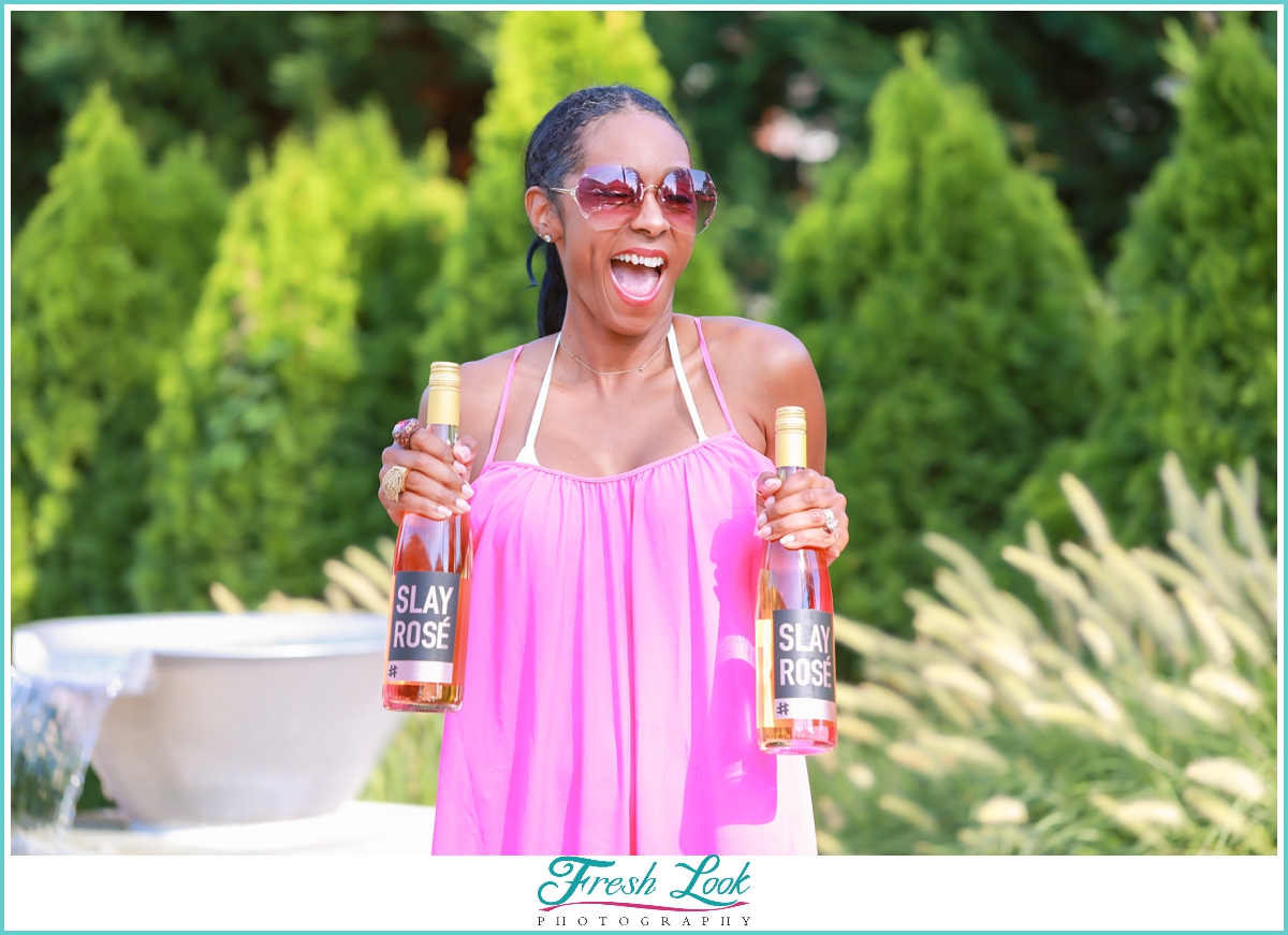 Slay Rose wine branding photoshoot