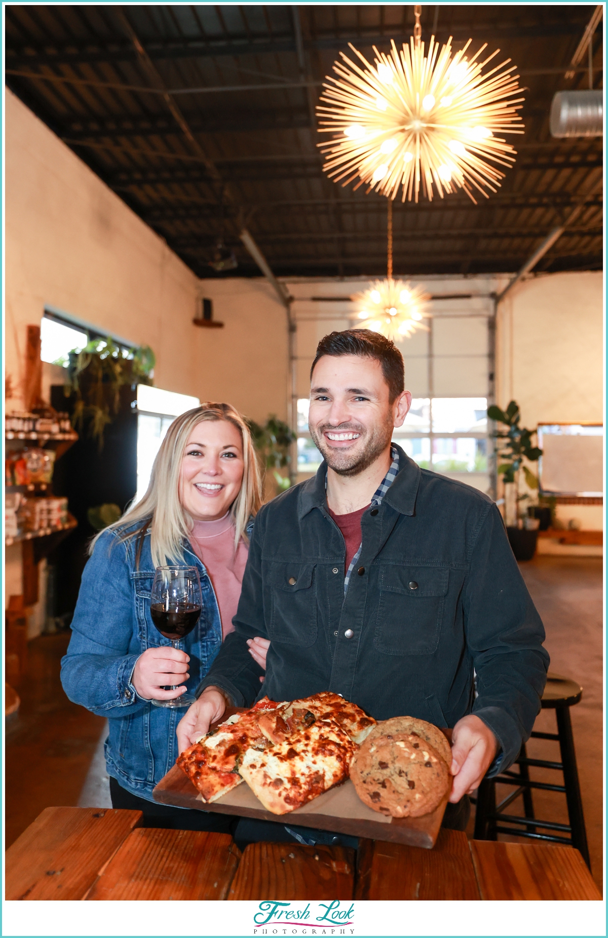 pizza and cookies engagement photos