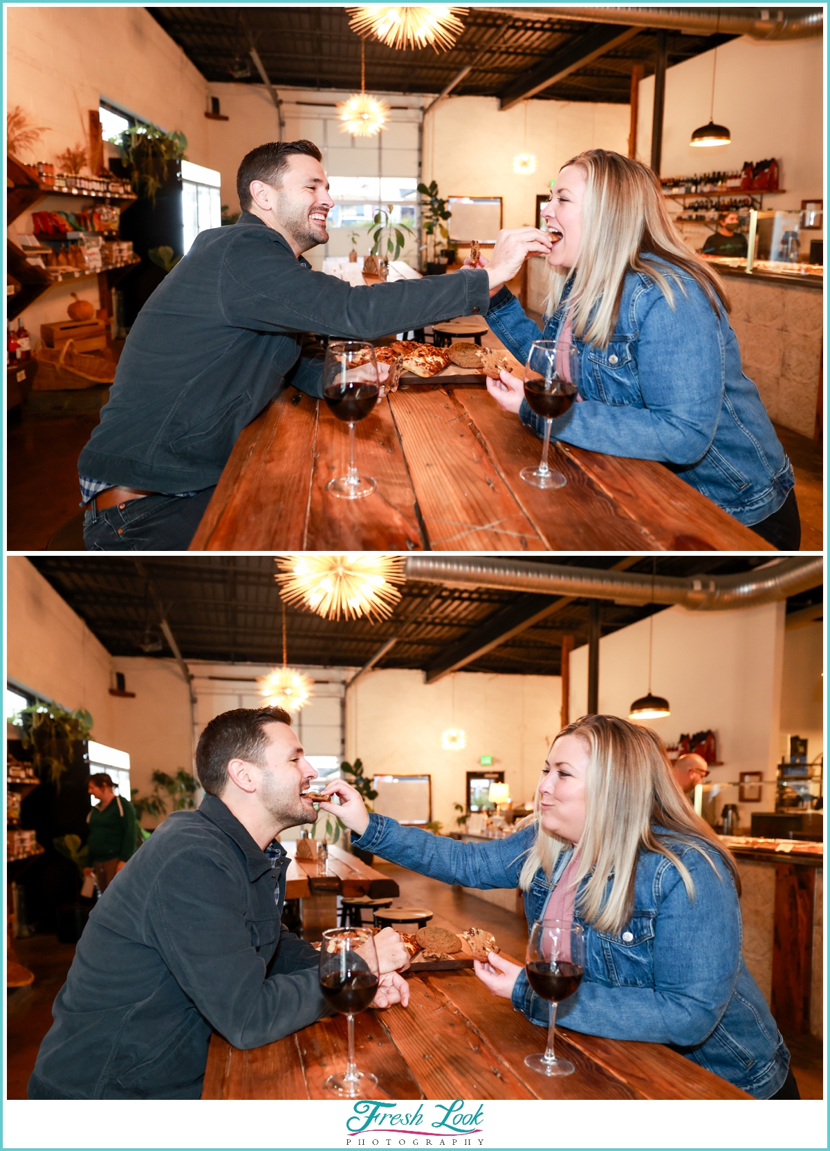 engagement photos at Prosperity Kitchen and Pantry