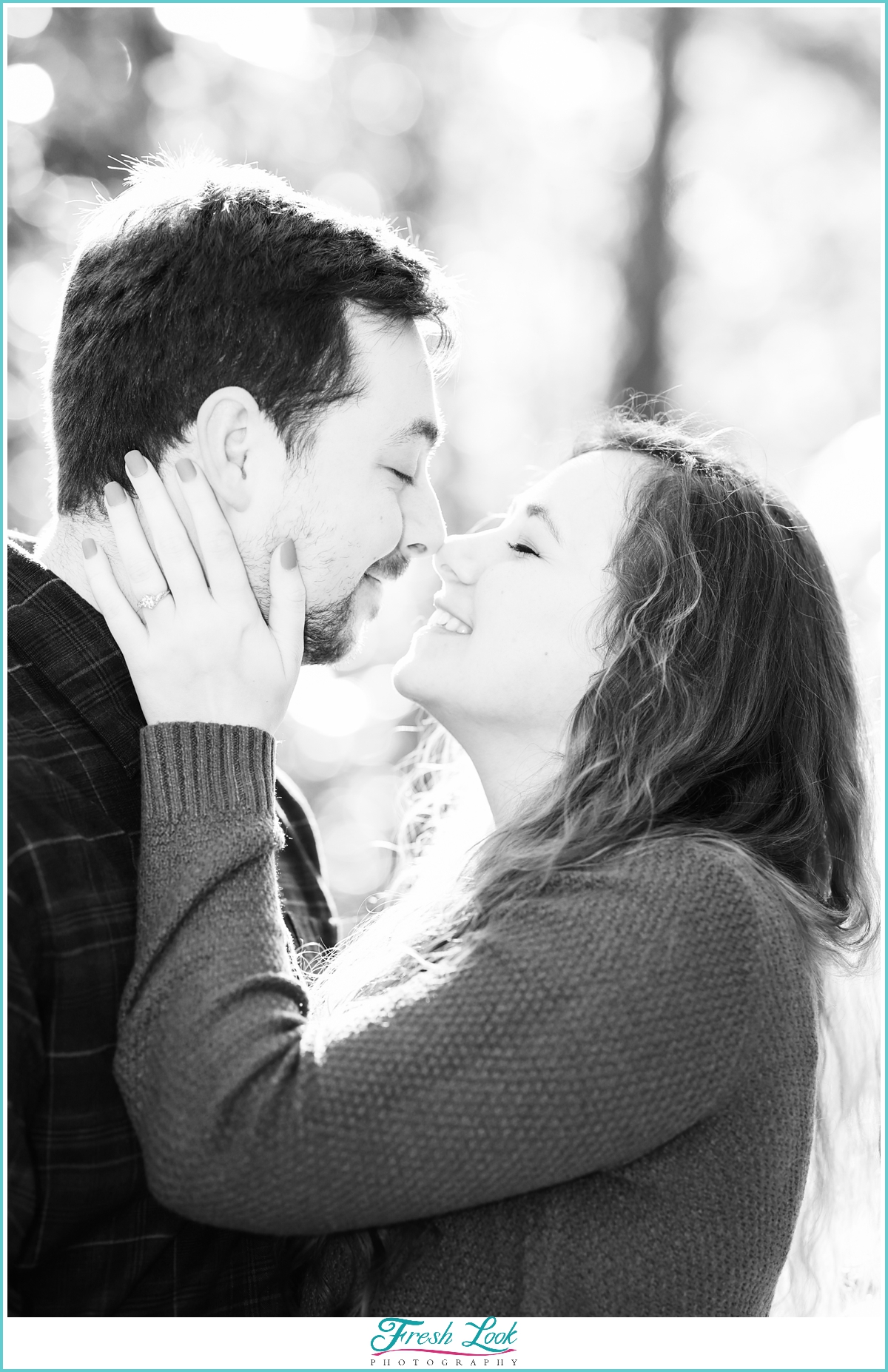 black and white engagement photos