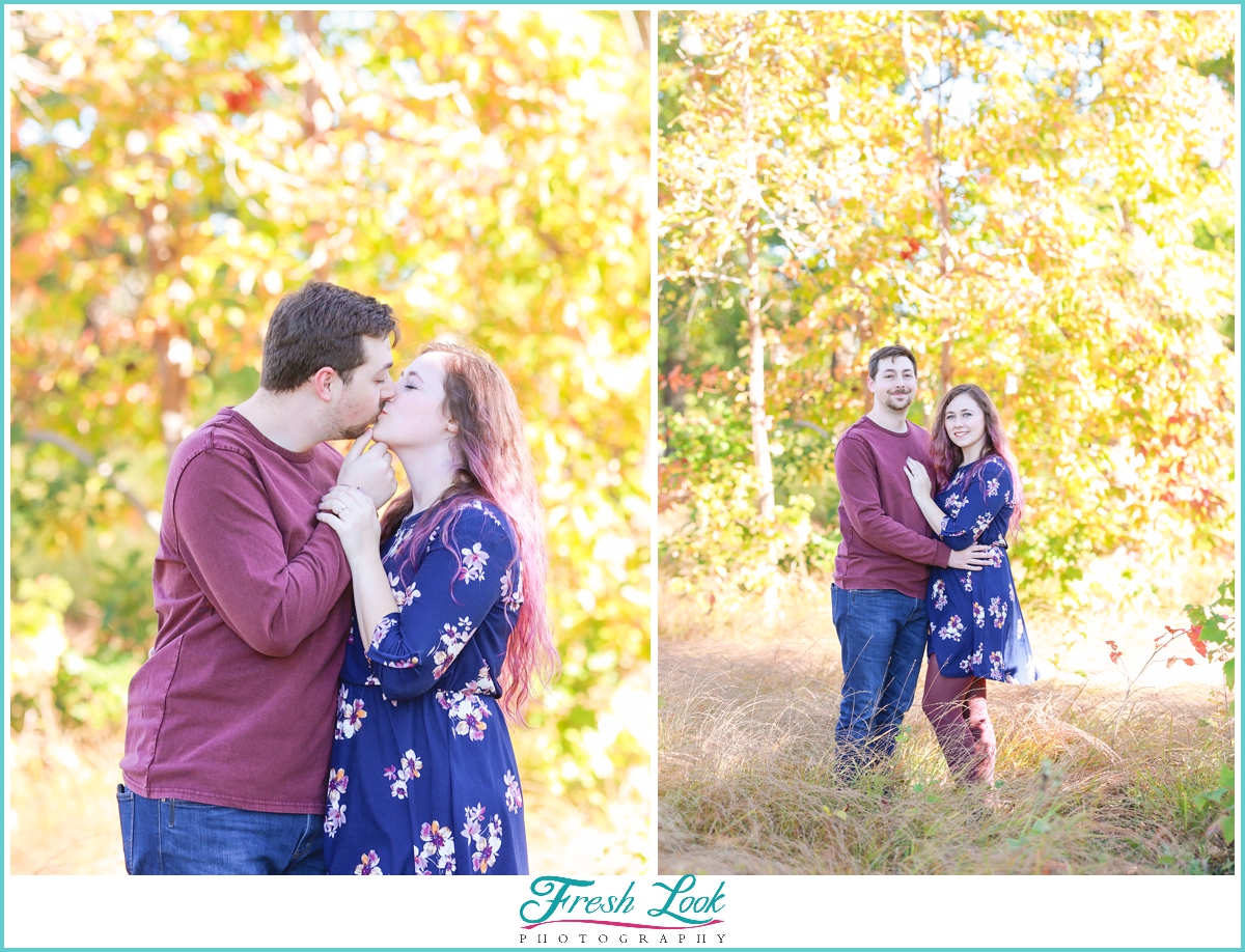 intimate fall engagement session