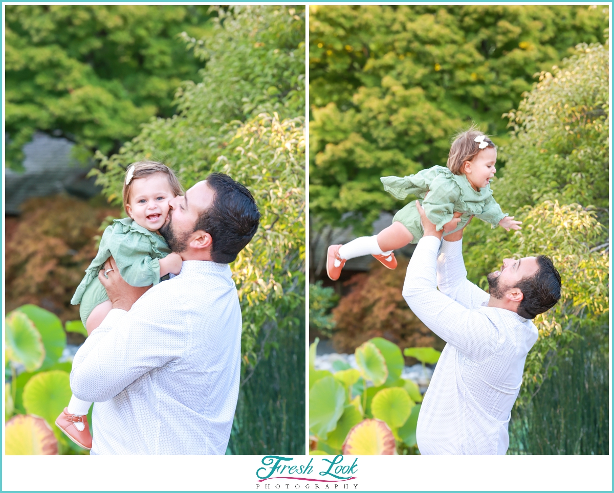 photos with daddy in the garden