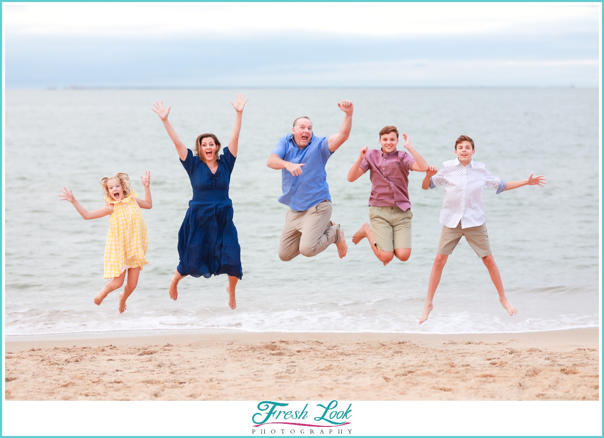 jumping on the beach