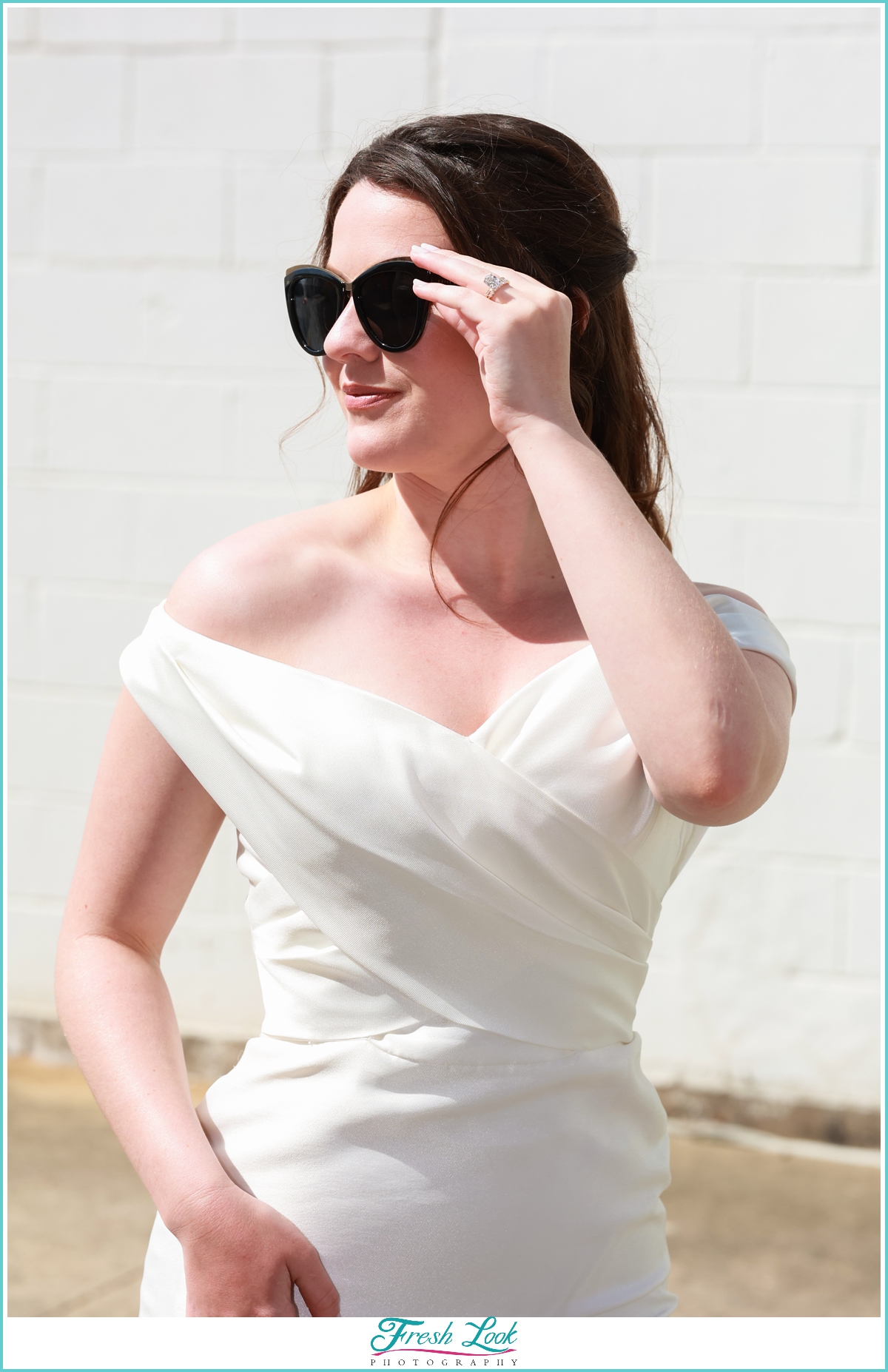 cool bride wearing sunglasses