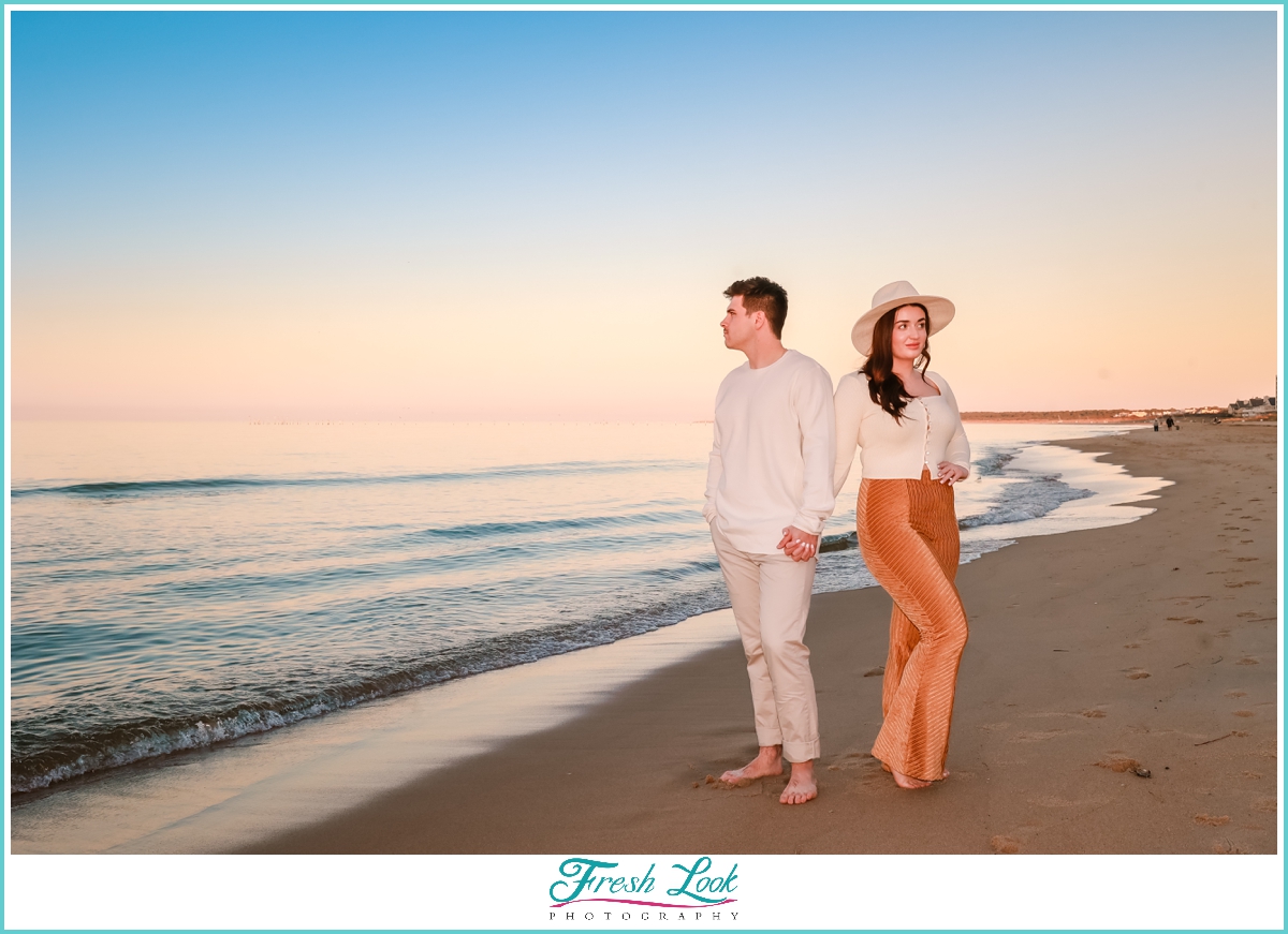 Sunset beach engagement session