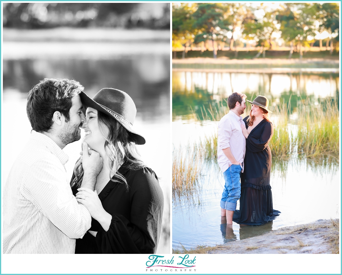 engagement photos in the water