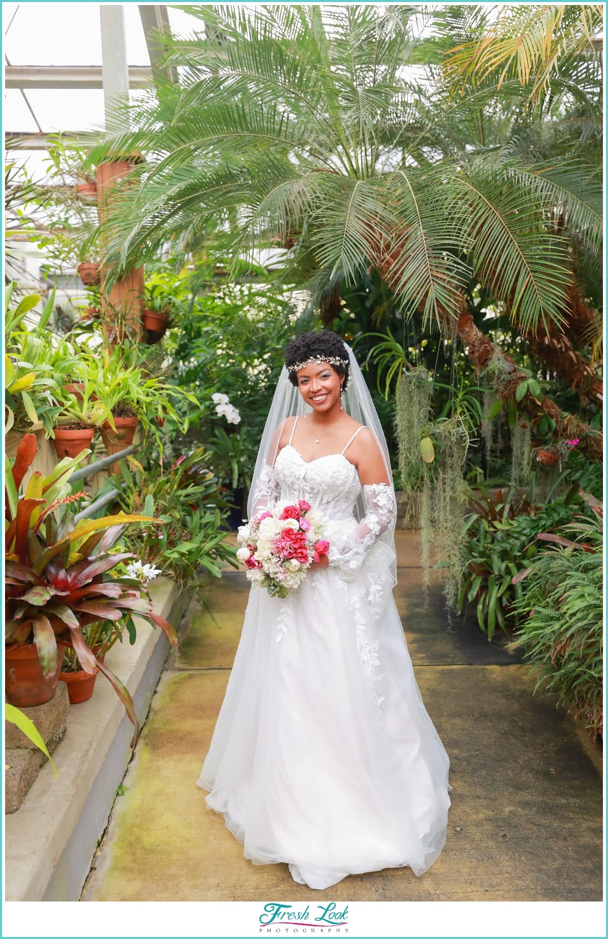 tropical garden bridal photoshoot