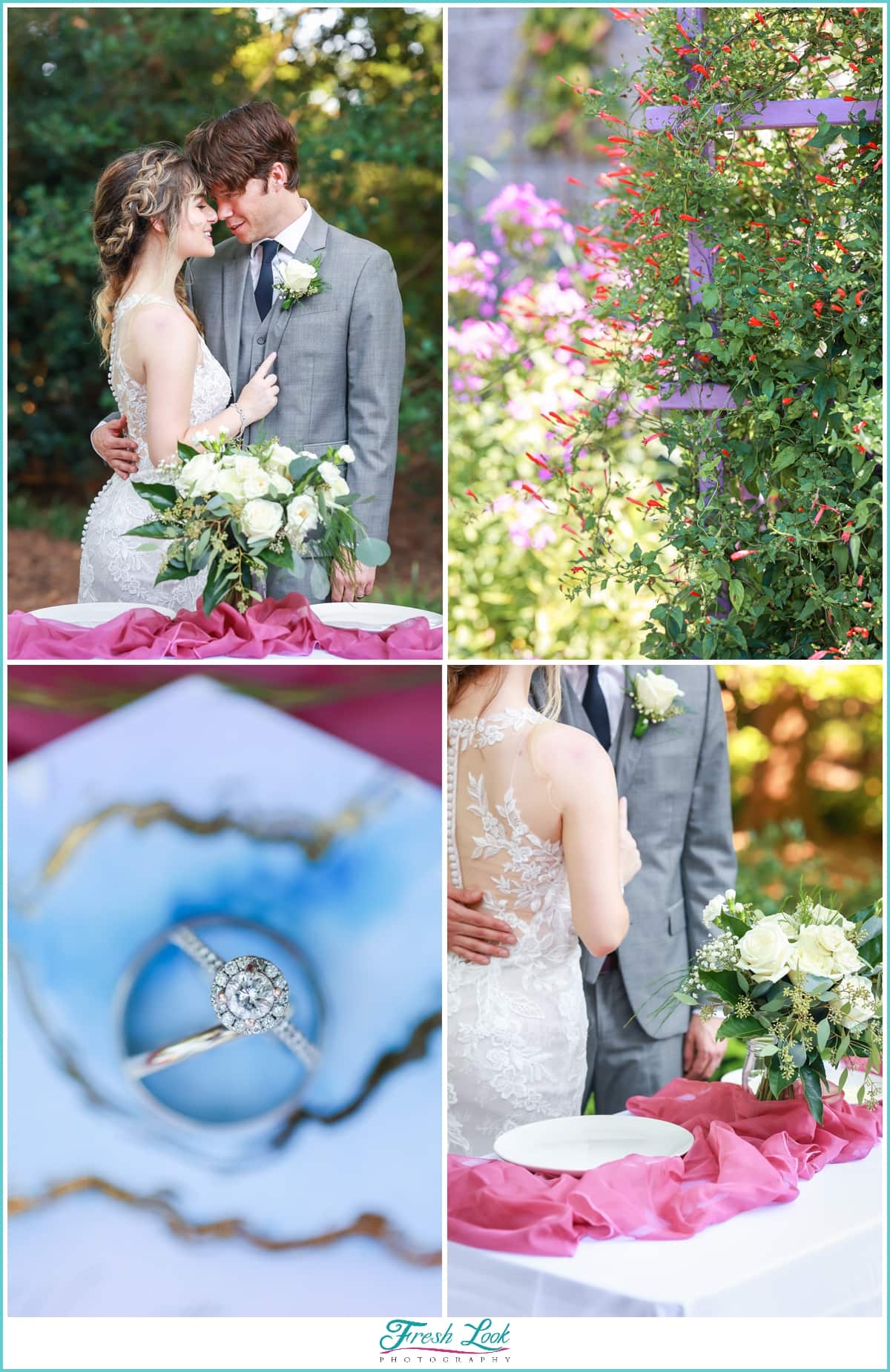 bride and groom reception details